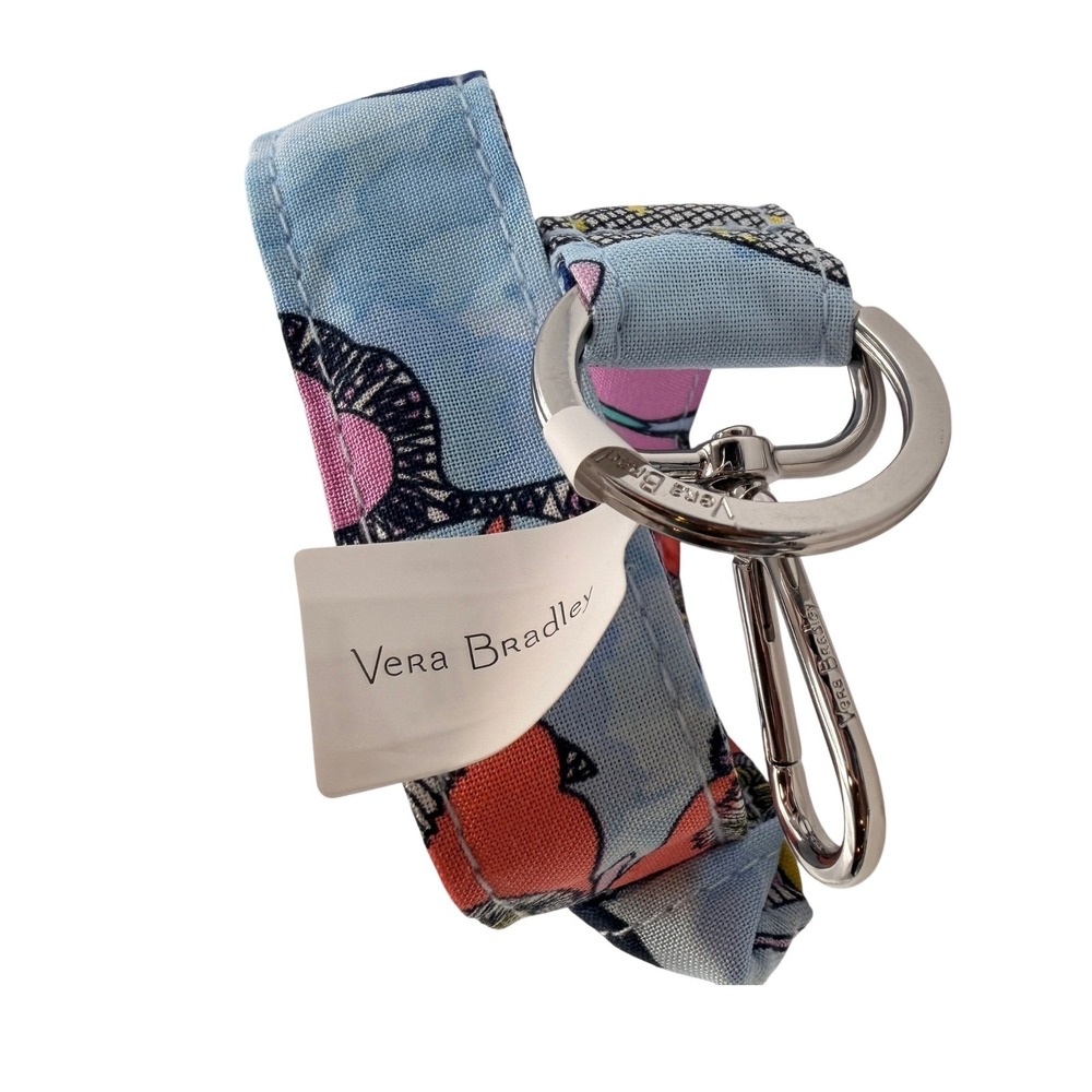 Vera‎ Bradley Wide Lanyard Butterfly By Blue Floral Keychain Preppy Gift School